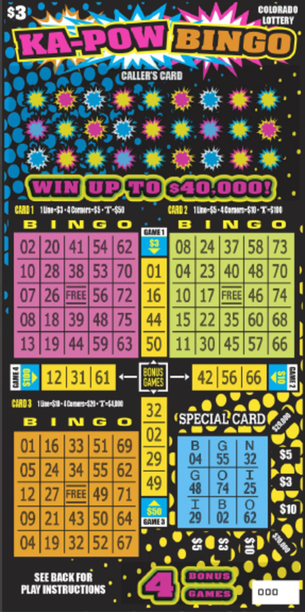 KA-POW BINGO Colorado scratch-off ticket