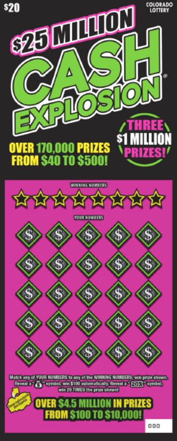 $25 Million Cash Explosion® Colorado scratch-off ticket