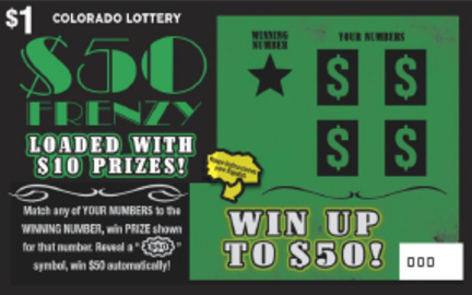 $50 Frenzy Colorado scratch-off ticket