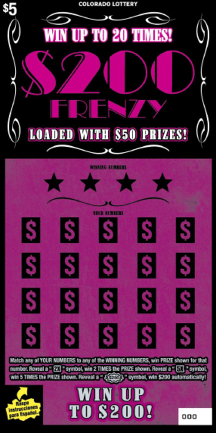 $200 Frenzy Colorado scratch-off ticket