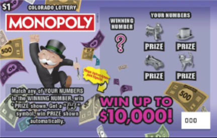 MONOPOLY™ Colorado scratch-off ticket