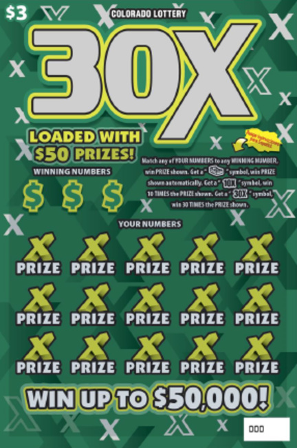 30X Colorado scratch-off ticket