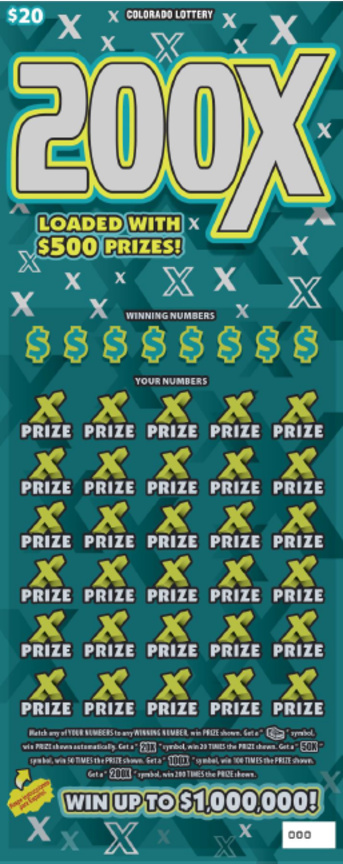 200X Colorado scratch-off ticket