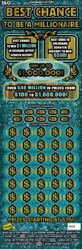 Best Chance To Be A Millionaire Colorado scratch-off ticket