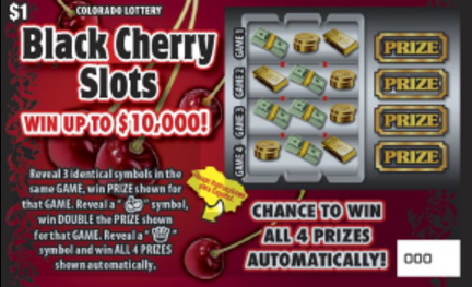 Black Cherry Slots Colorado scratch-off ticket