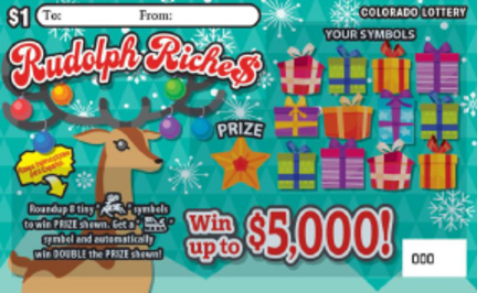 Reindeer Riches Colorado scratch-off ticket