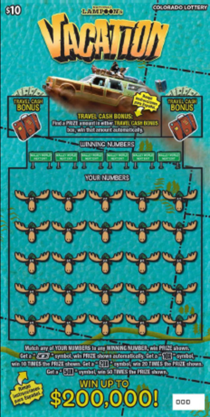 NATIONAL LAMPOON'S VACATION Colorado scratch-off ticket