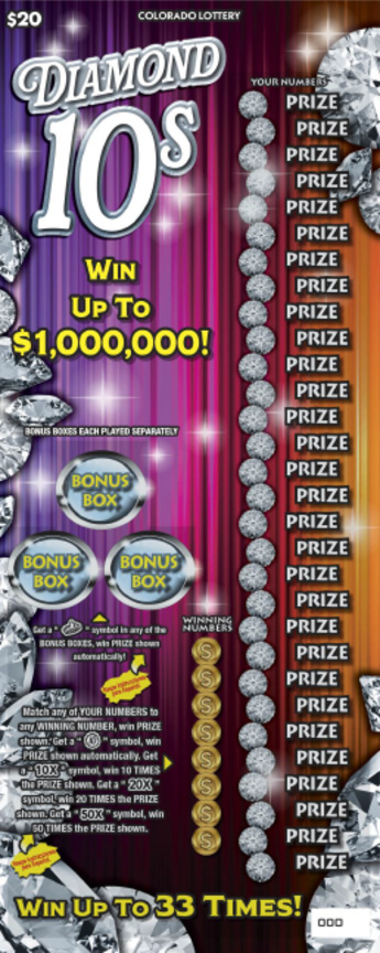 DIAMOND 10s Colorado scratch-off ticket