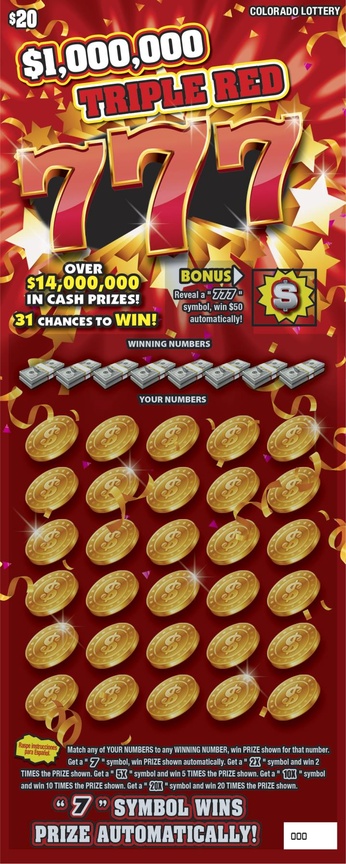 TRIPLE RED 777 Colorado scratch-off ticket