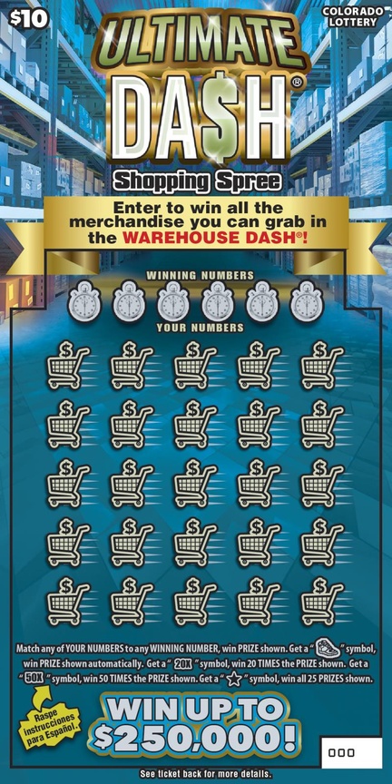 ULTIMATE DASH® Shopping Spree Colorado scratch-off ticket