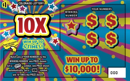 10X® Colorado scratch-off ticket