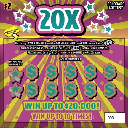 20X Colorado scratch-off ticket