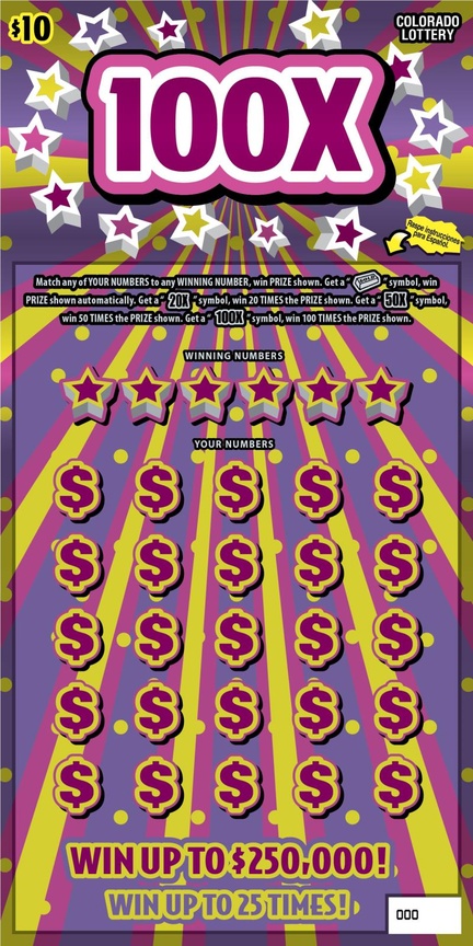100X Colorado scratch-off ticket