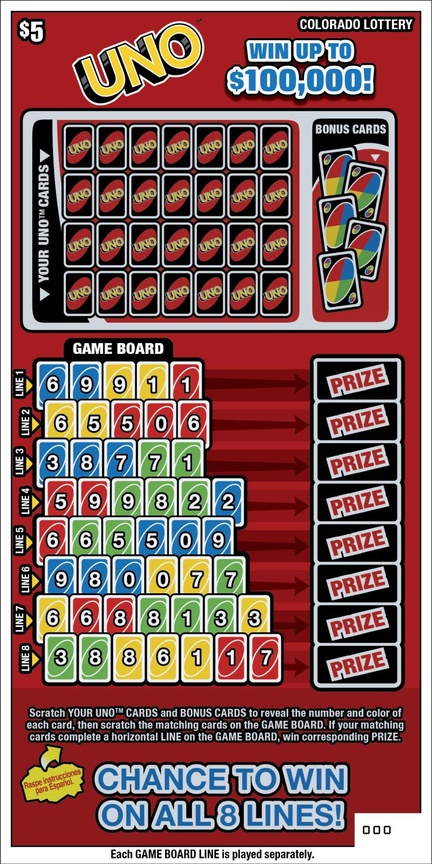 UNO™ Colorado scratch-off ticket