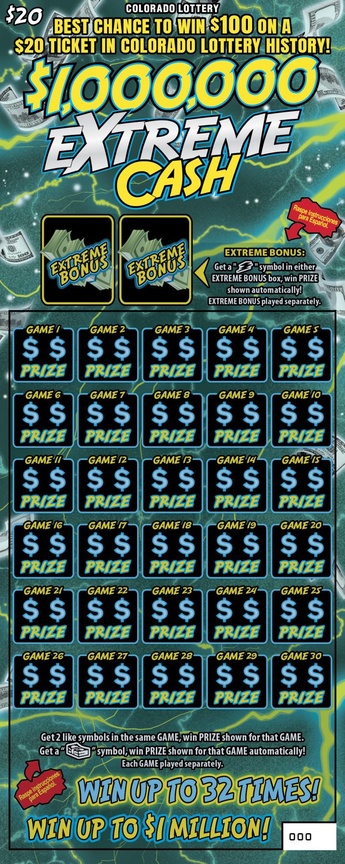 EXTREME CASH Colorado scratch-off ticket