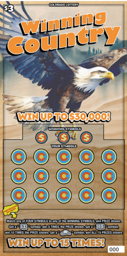 WINNING COUNTRY Colorado scratch-off ticket