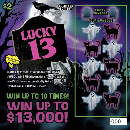 LUCKY 13 Colorado scratch-off ticket
