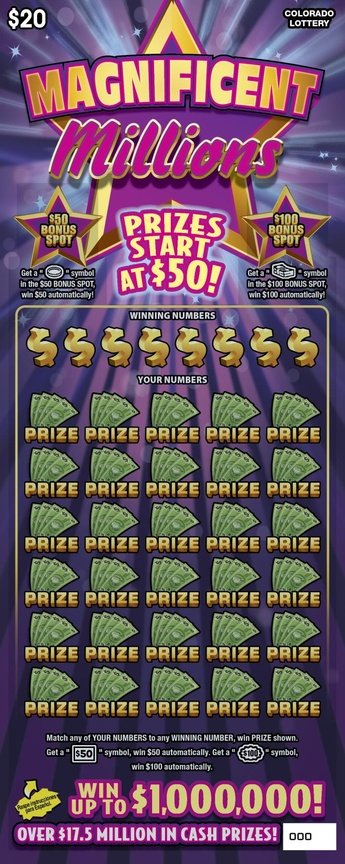 MAGNIFICENT MILLIONS Colorado scratch-off ticket