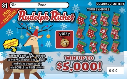 REINDEER RICHES Colorado scratch-off ticket
