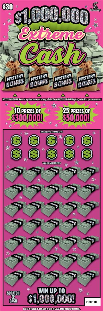 $1,000,000 EXTREME CASH Connecticut scratch-off ticket