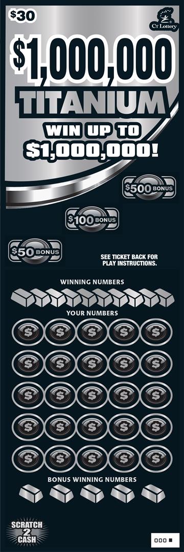 $1,000,000 TITANIUM Connecticut scratch-off ticket