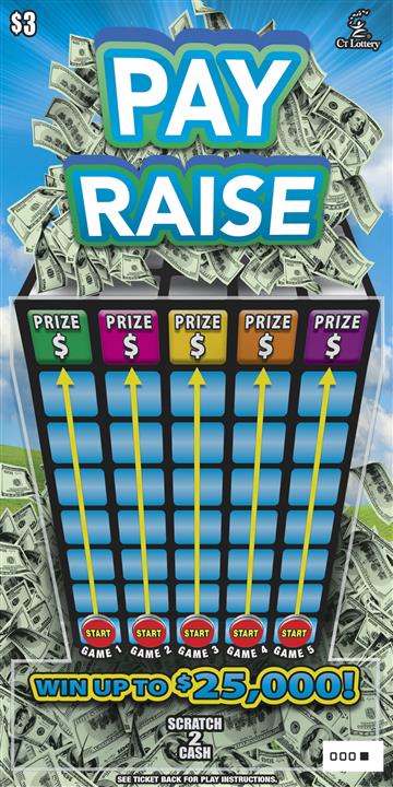PAY RAISE Connecticut scratch-off ticket