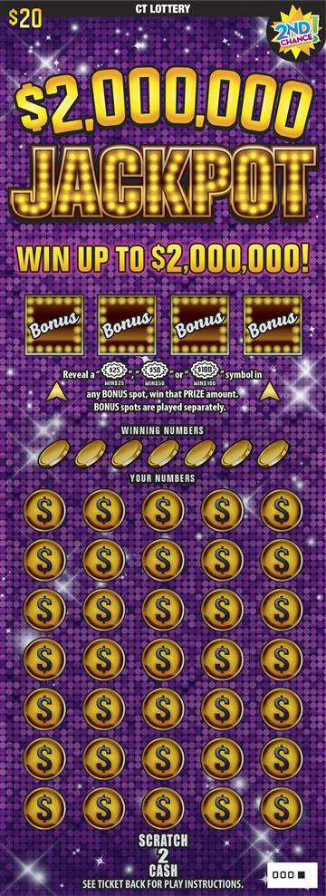 $2,000,000 JACKPOT Connecticut scratch-off ticket