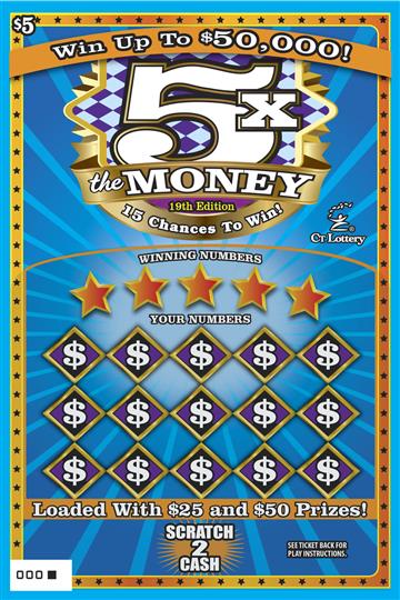 5X THE MONEY 19TH EDITION Connecticut scratch-off ticket