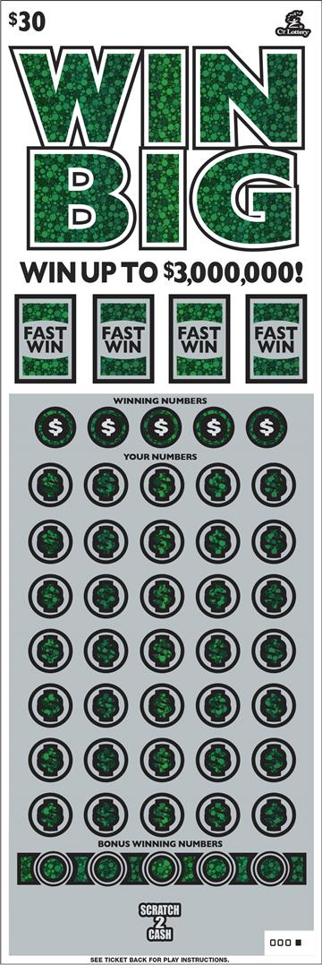 WIN BIG Connecticut scratch-off ticket