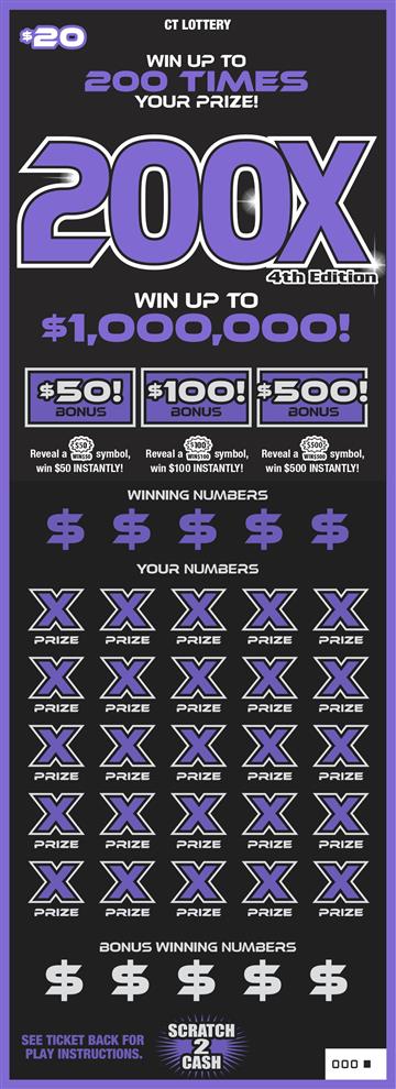 200X 4TH EDITION Connecticut scratch-off ticket