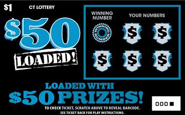 $50 LOADED! Connecticut scratch-off ticket