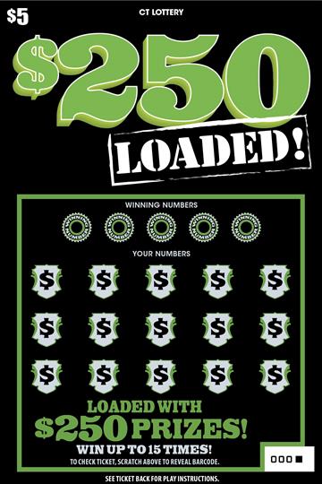 $250 LOADED! Connecticut scratch-off ticket