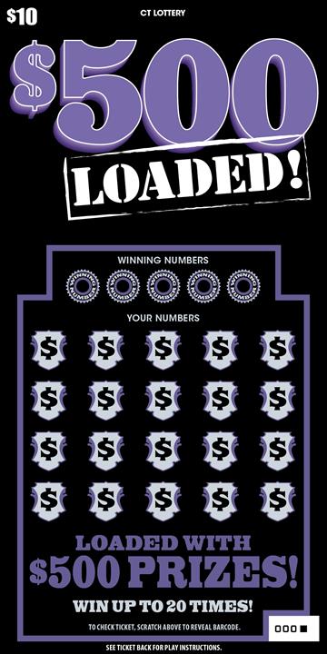 $500 LOADED! Connecticut scratch-off ticket
