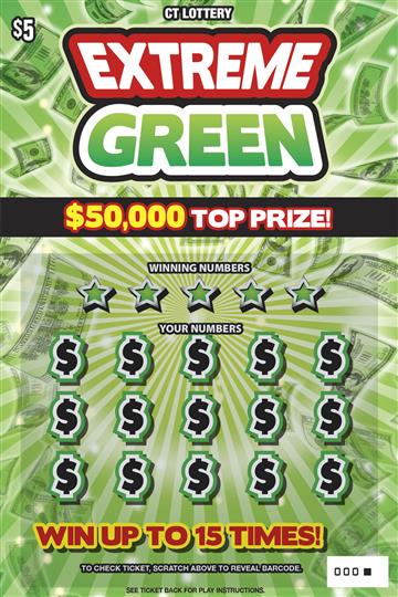 EXTREME GREEN Connecticut scratch-off ticket