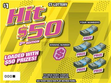 HIT $50 2ND EDITION Connecticut scratch-off ticket