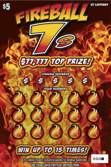 FIREBALL 7S Connecticut scratch-off ticket