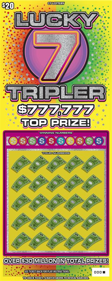 LUCKY 7 TRIPLER Connecticut scratch-off ticket
