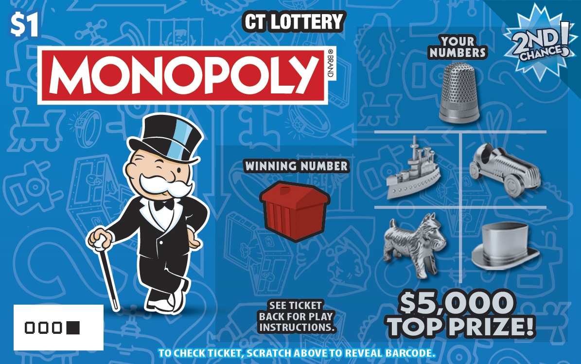 $1 MONOPOLY Connecticut scratch-off ticket