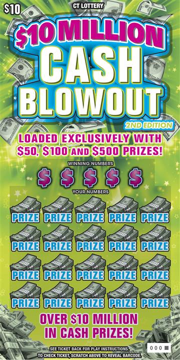 $10 MILLION CASH BLOWOUT 2ND Connecticut scratch-off ticket