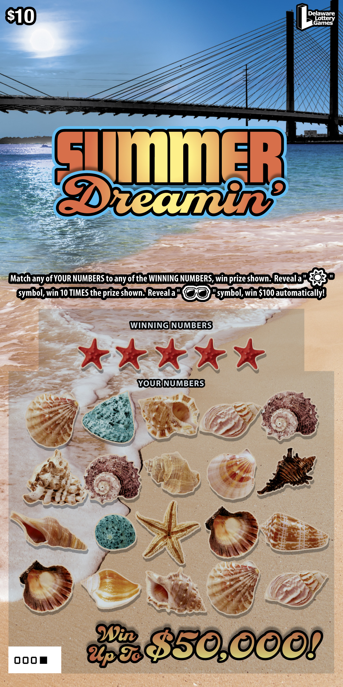 SUMMER DREAMIN' Delaware scratch-off ticket