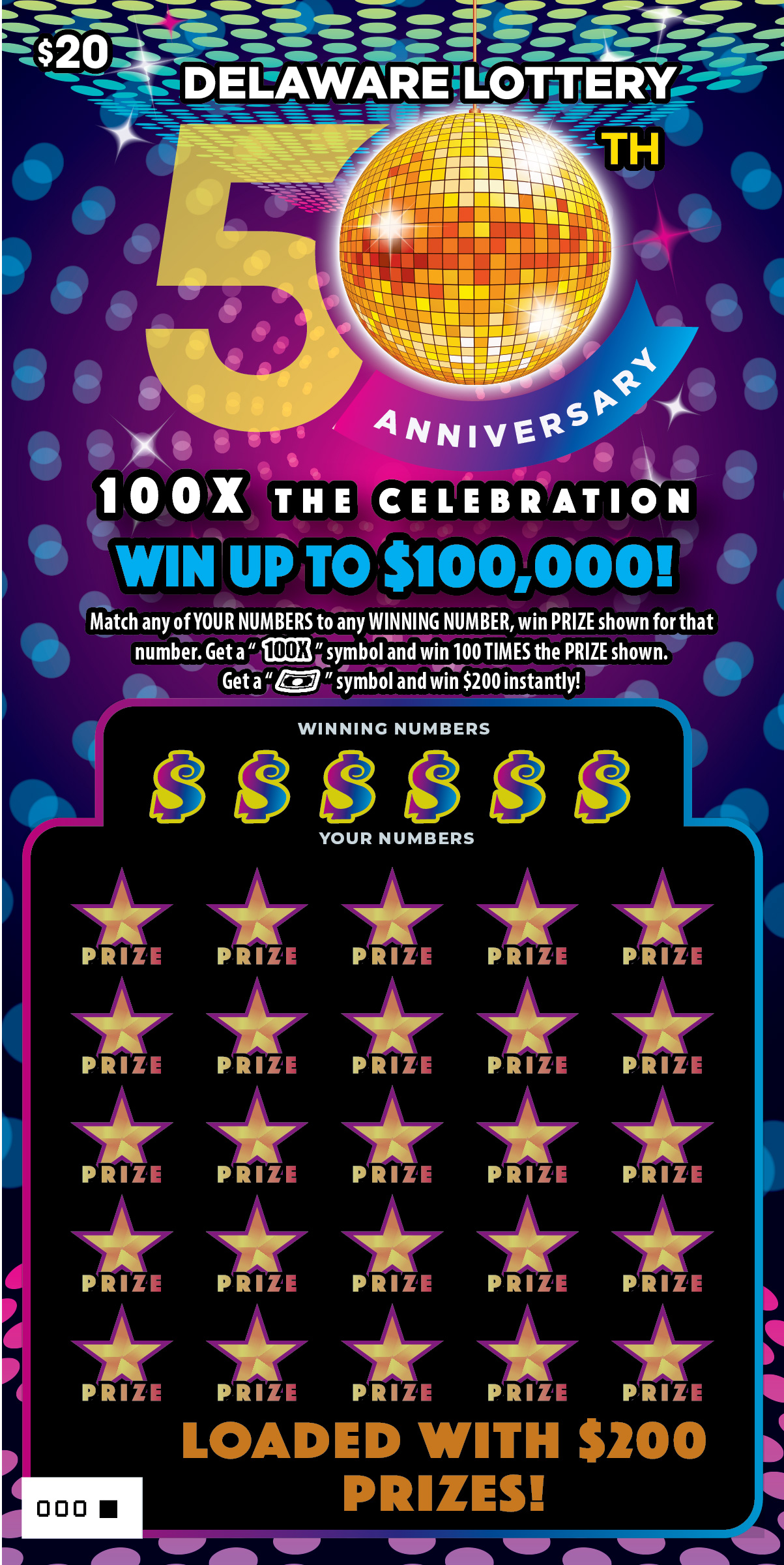 100X THE CELEBRATION Delaware scratch-off ticket