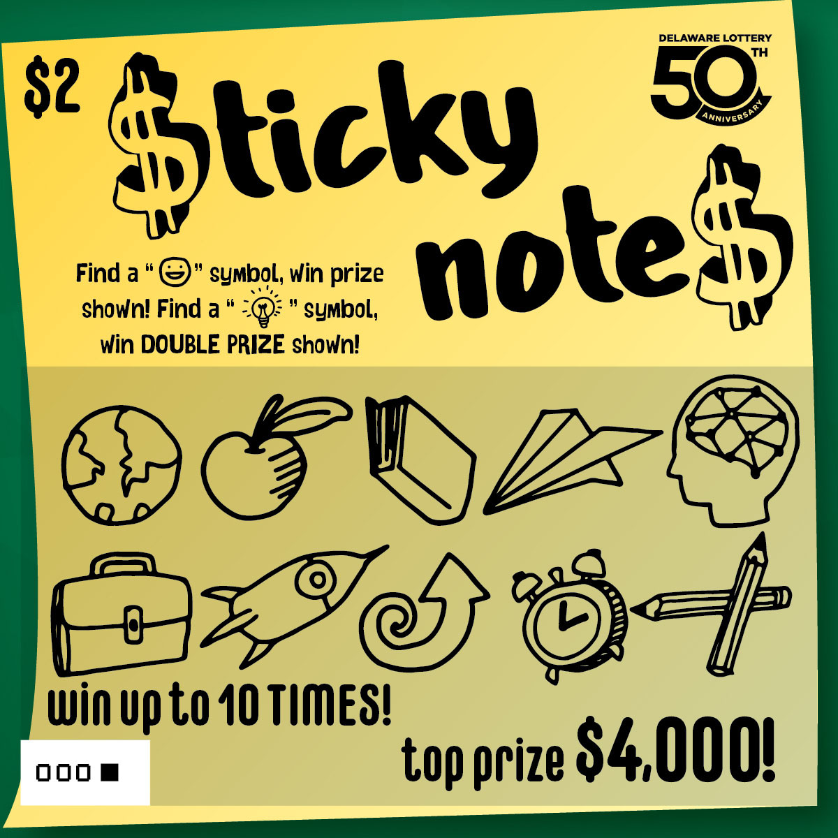 $ticky Note$ Delaware scratch-off ticket