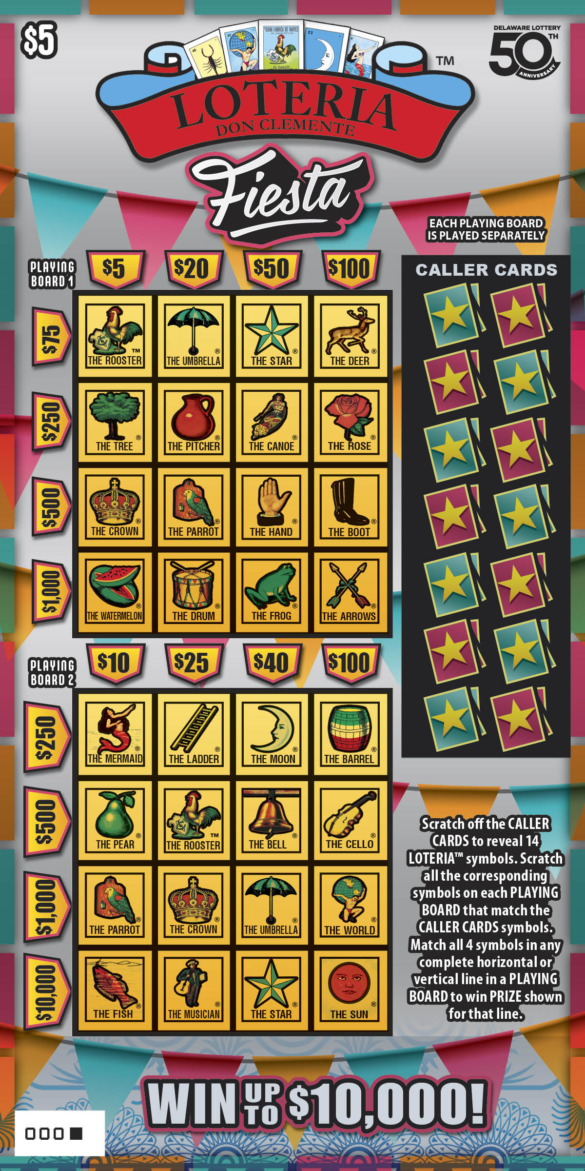 Loteria Fiesta Delaware scratch-off ticket