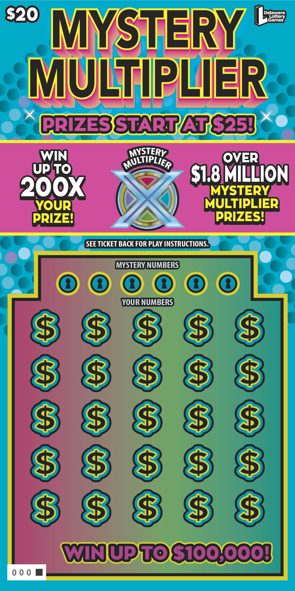 Mystery Multiplier Delaware scratch-off ticket