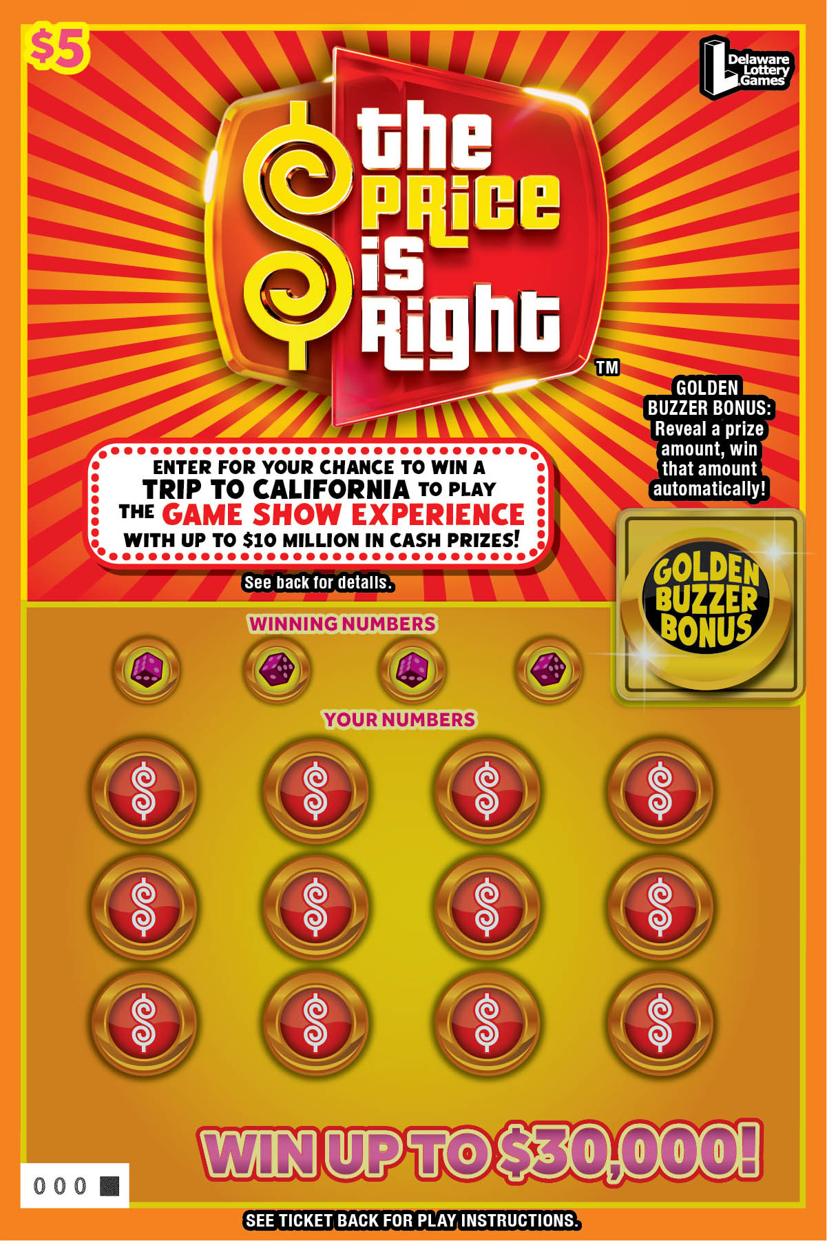 Price is Right Delaware scratch-off ticket