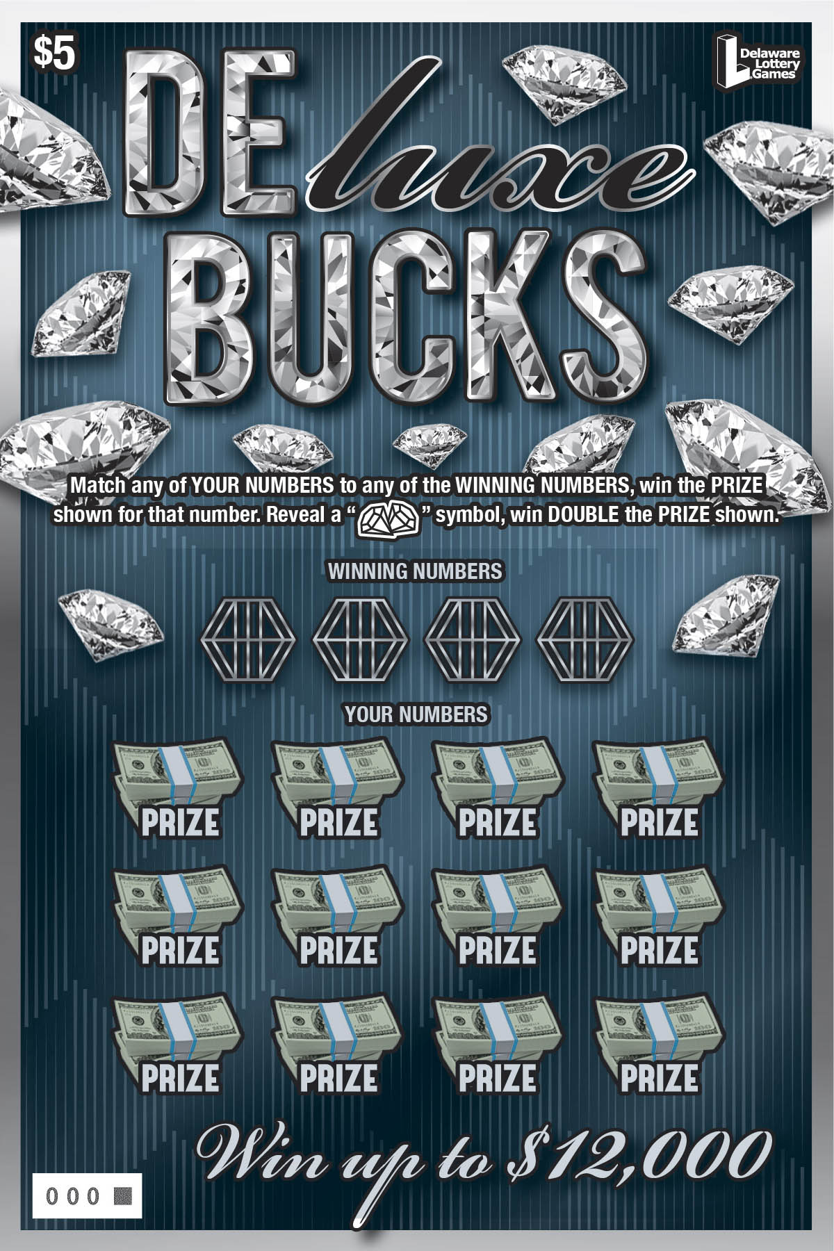 Deluxe Bucks Delaware scratch-off ticket