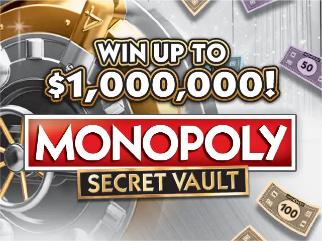 $5 MONOPOLY&trade; SECRET VAULT Florida scratch-off ticket