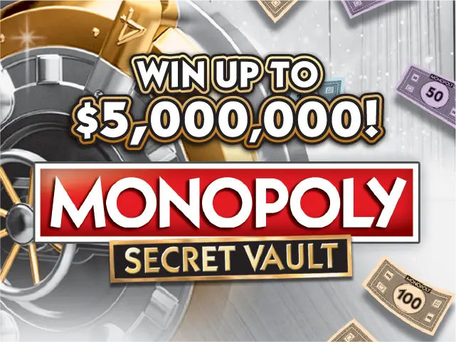 $20 MONOPOLY&trade; SECRET VAULT Florida scratch-off ticket