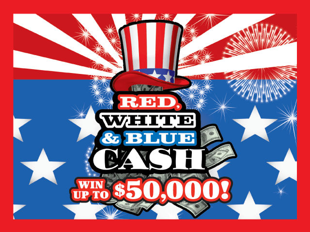 RED, WHITE & BLUE CASH Florida scratch-off ticket