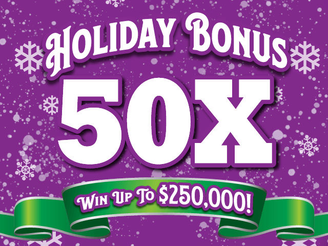 HOLIDAY BONUS 50X Florida scratch-off ticket